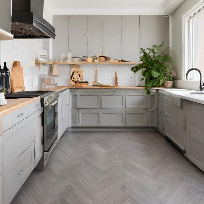 Ideas para cocinas con parquet gris