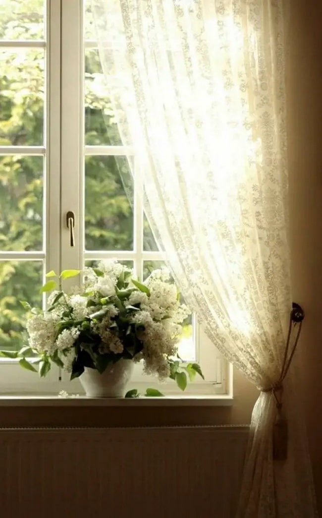 Estilo Cottagecore Cortinas translúcidas
