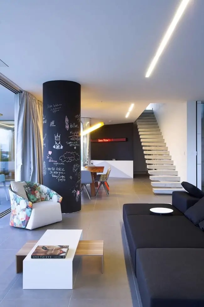 Ideas para decorar columnas Columna pintada con pintura pizarra