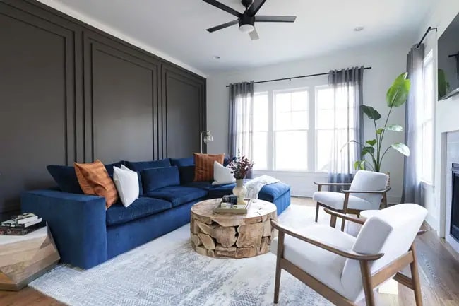 Salones en azul y gris