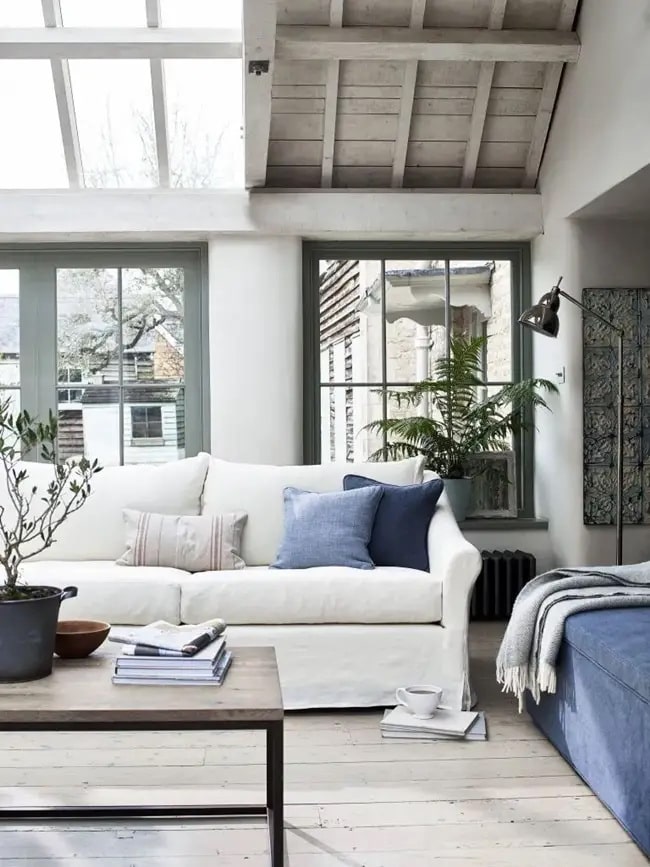 Salones en azul y gris