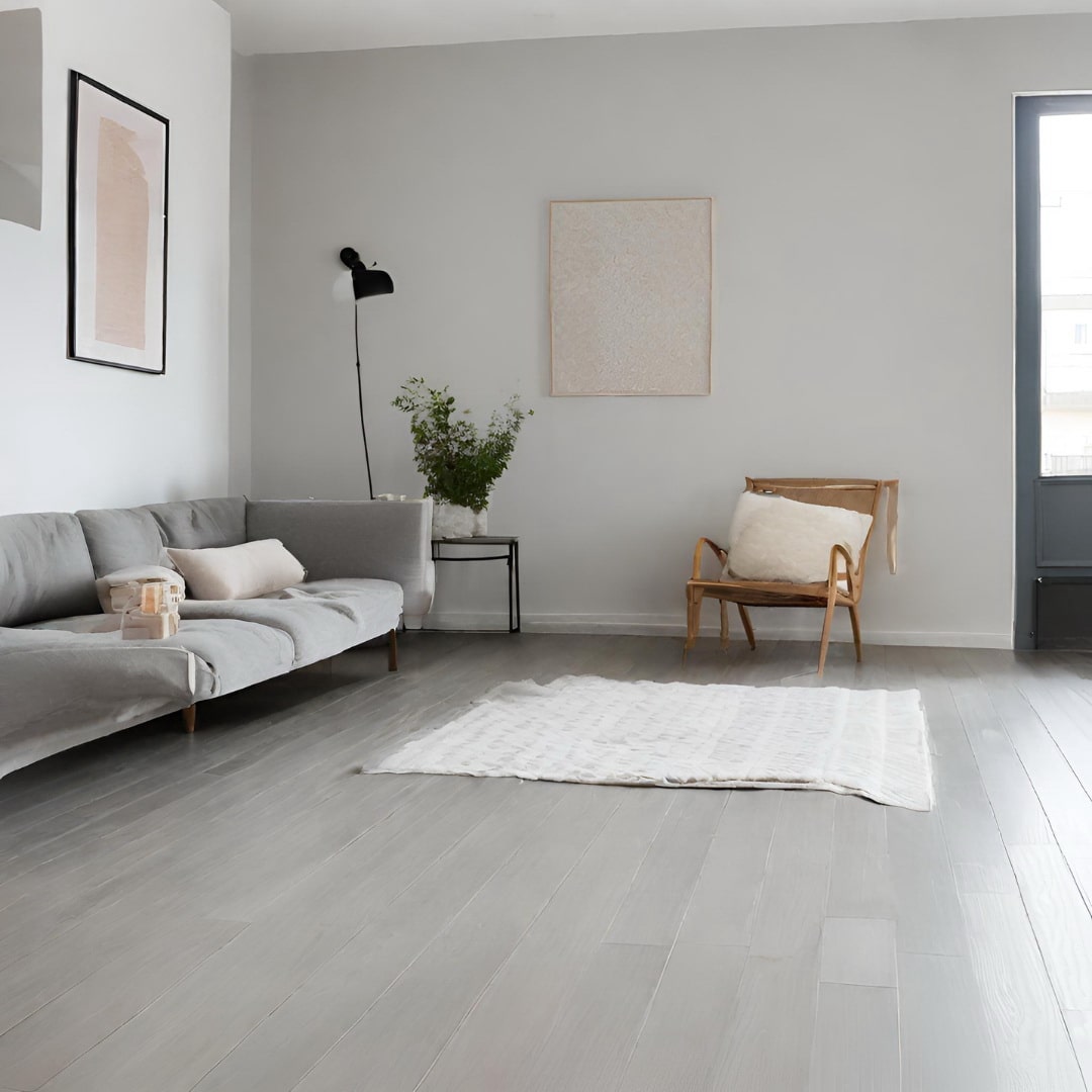 Parquet gris en el salón