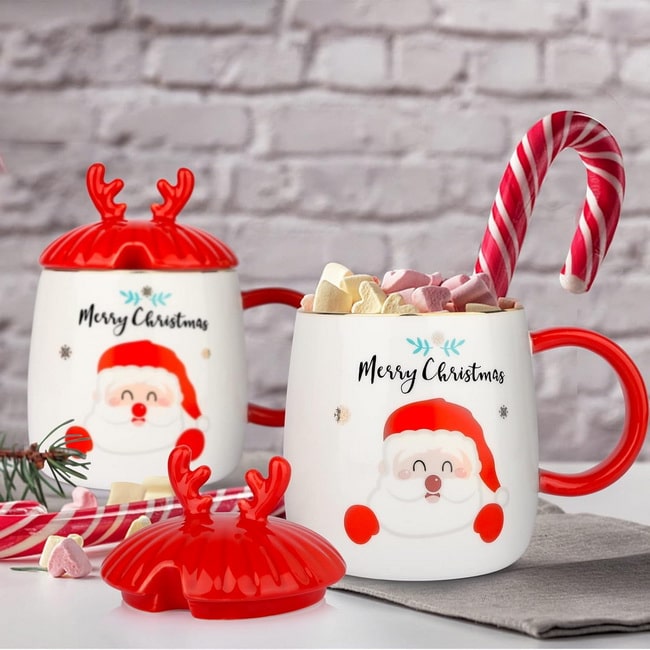 Tazas navideñas Taza Santa Claus con tapa