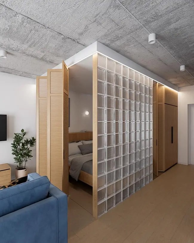 Pavés para separar un dormitorio del resto de la vivienda Paredes de pavés para separar ambientes