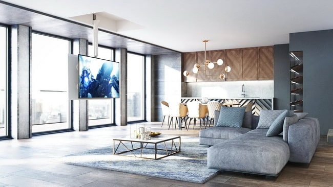 Tv colgada del techo Diseño italiano salón