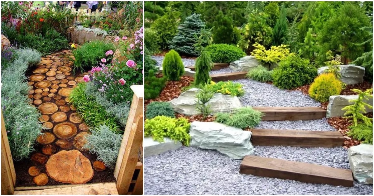 Jardines con piedras y troncos Jardines con piedras y troncos