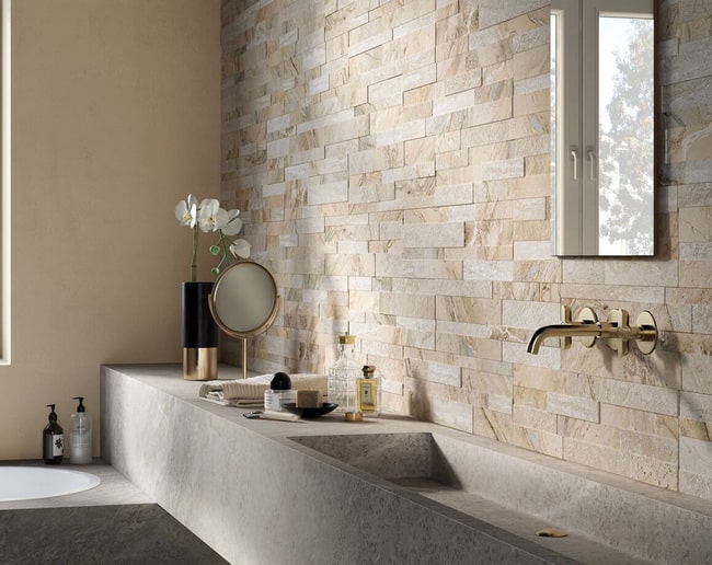 Combinación de azulejos baños pequeños: efecto piedra