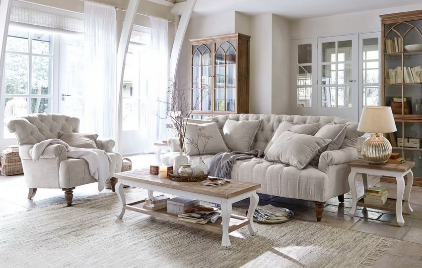 Sala estilo rústico chic