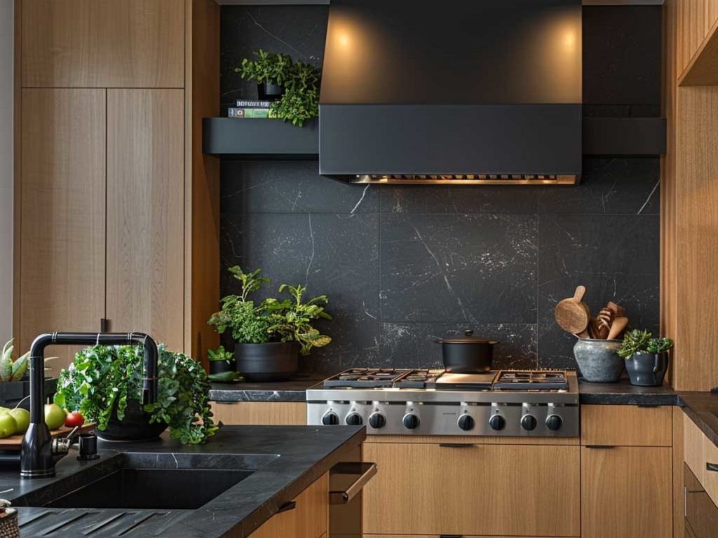 Cocina en madera y encimera negra: la combinación perfecta para tu hogar