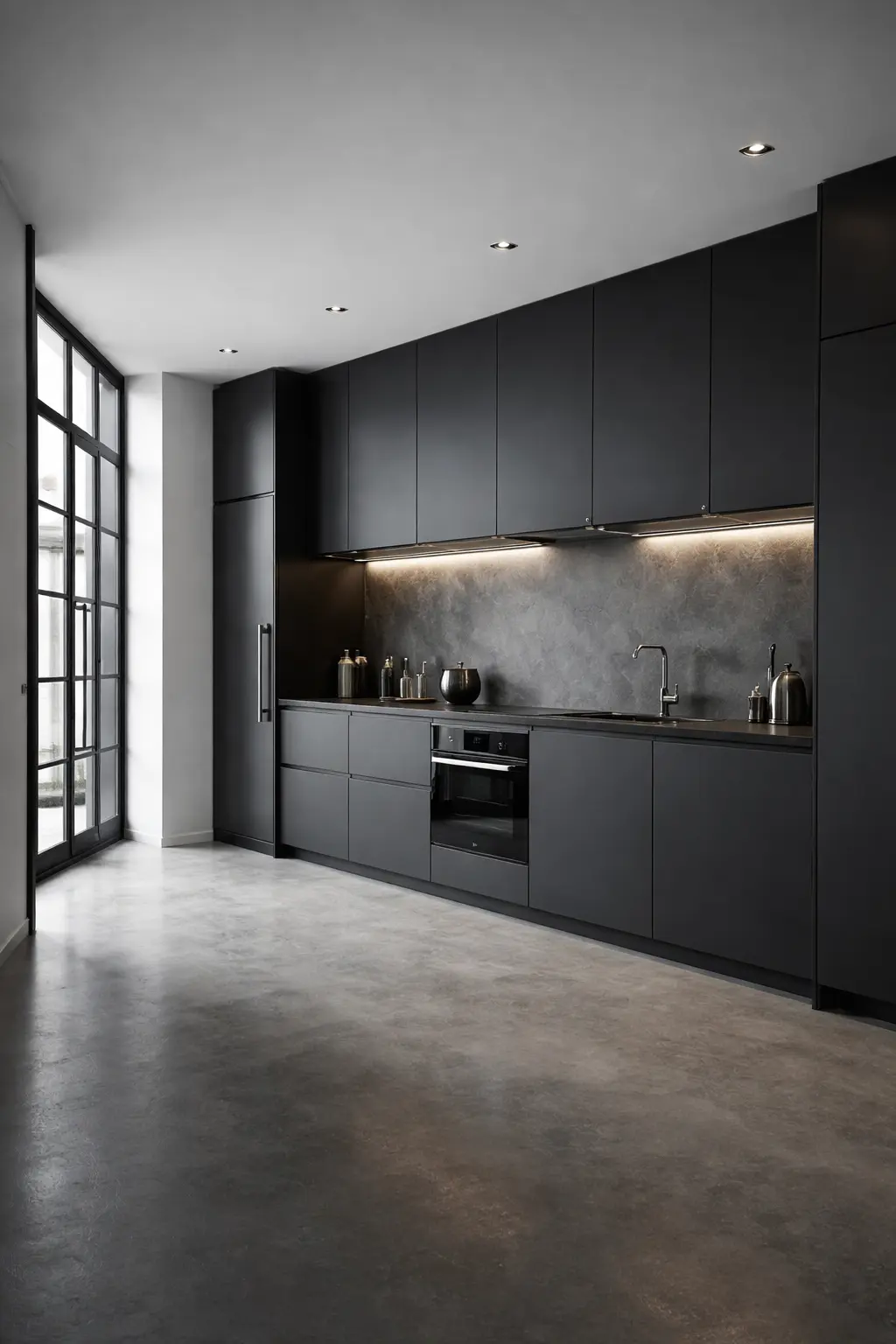 Cocina lineal en color negro