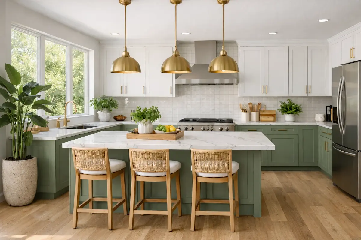 Cocinas en blanco y verde