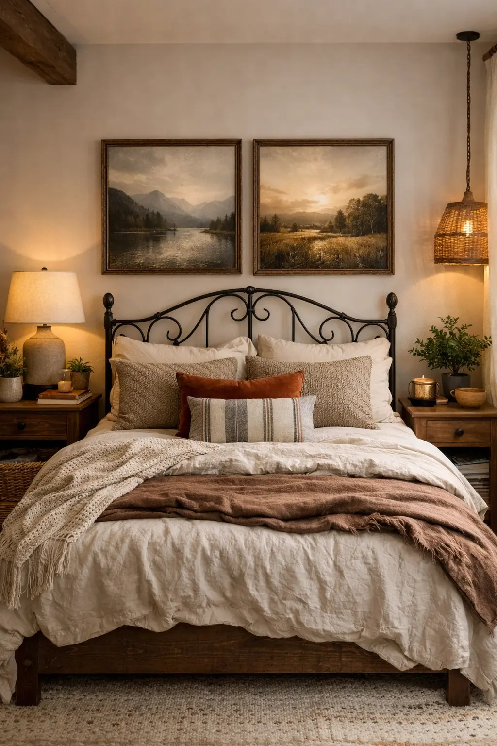 Cuadros sobre el cabecero de forja