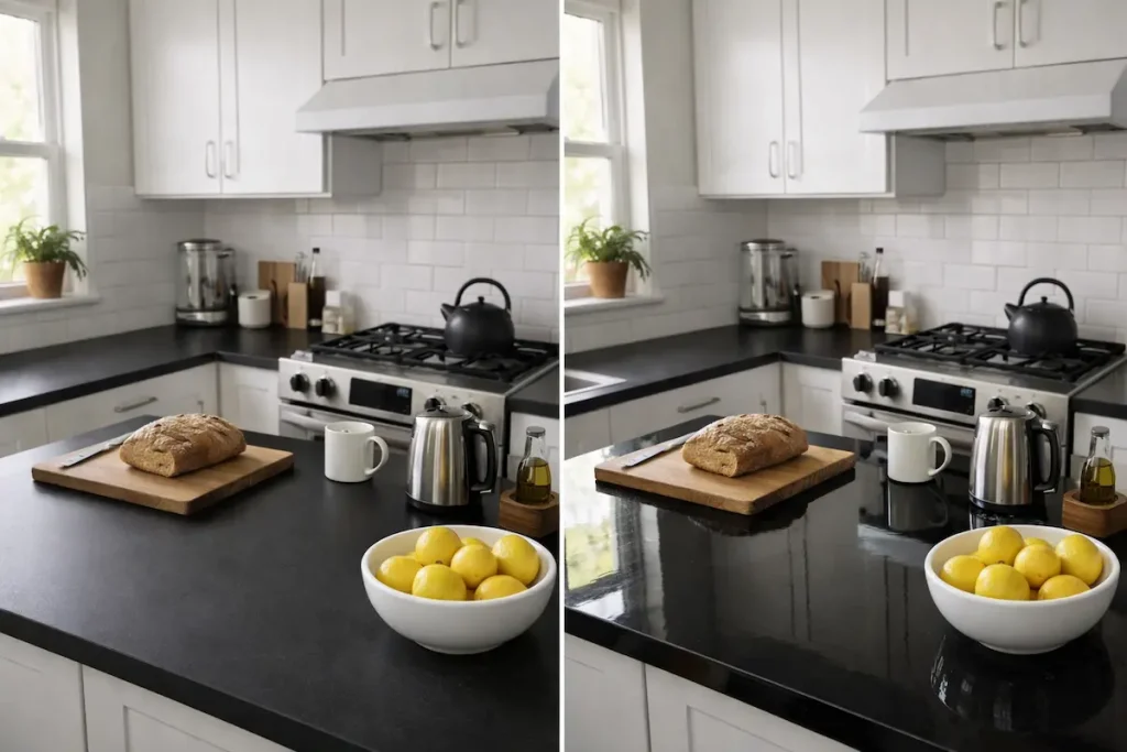 Encimera negra mate o brillante