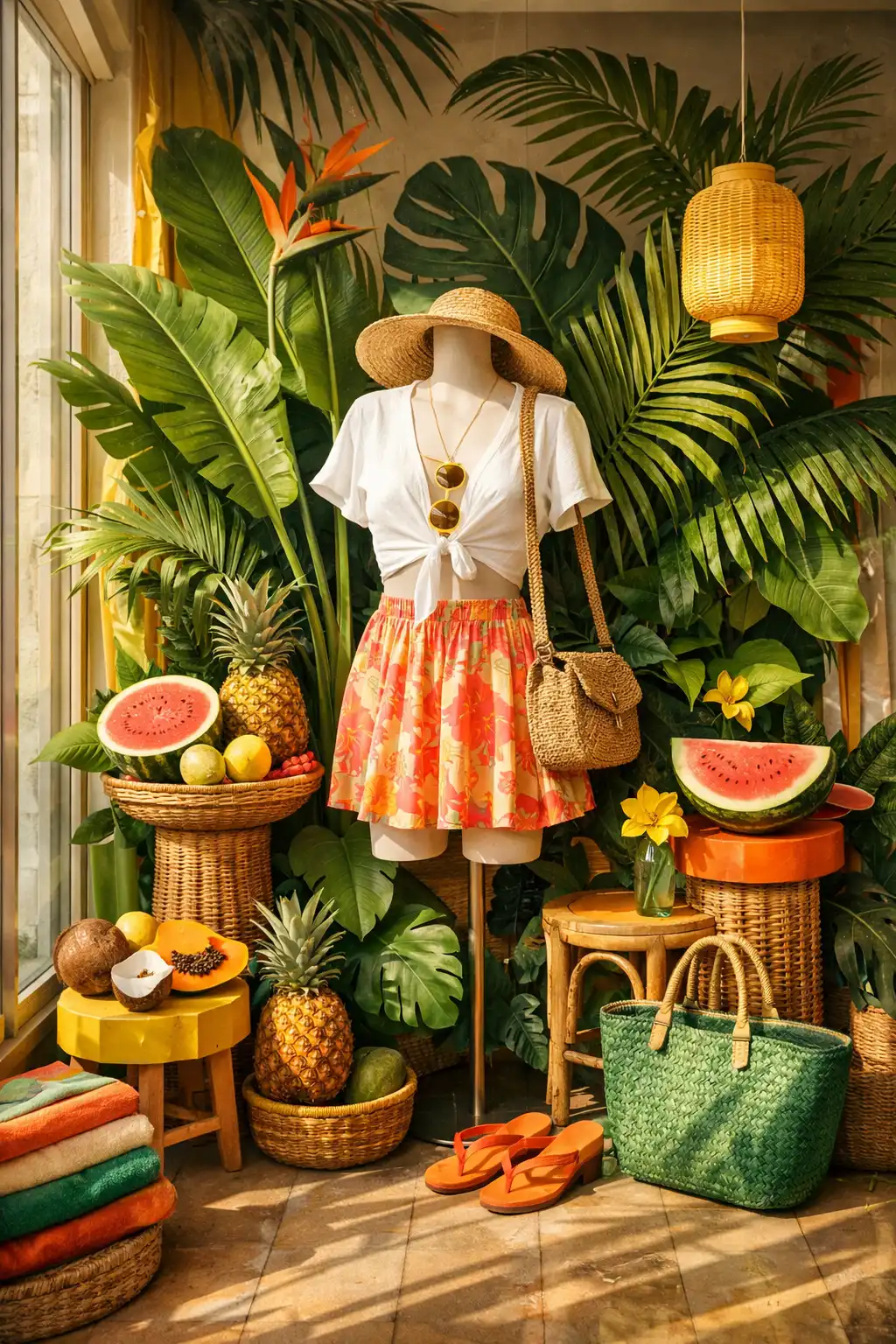 Escaparate temática tropical