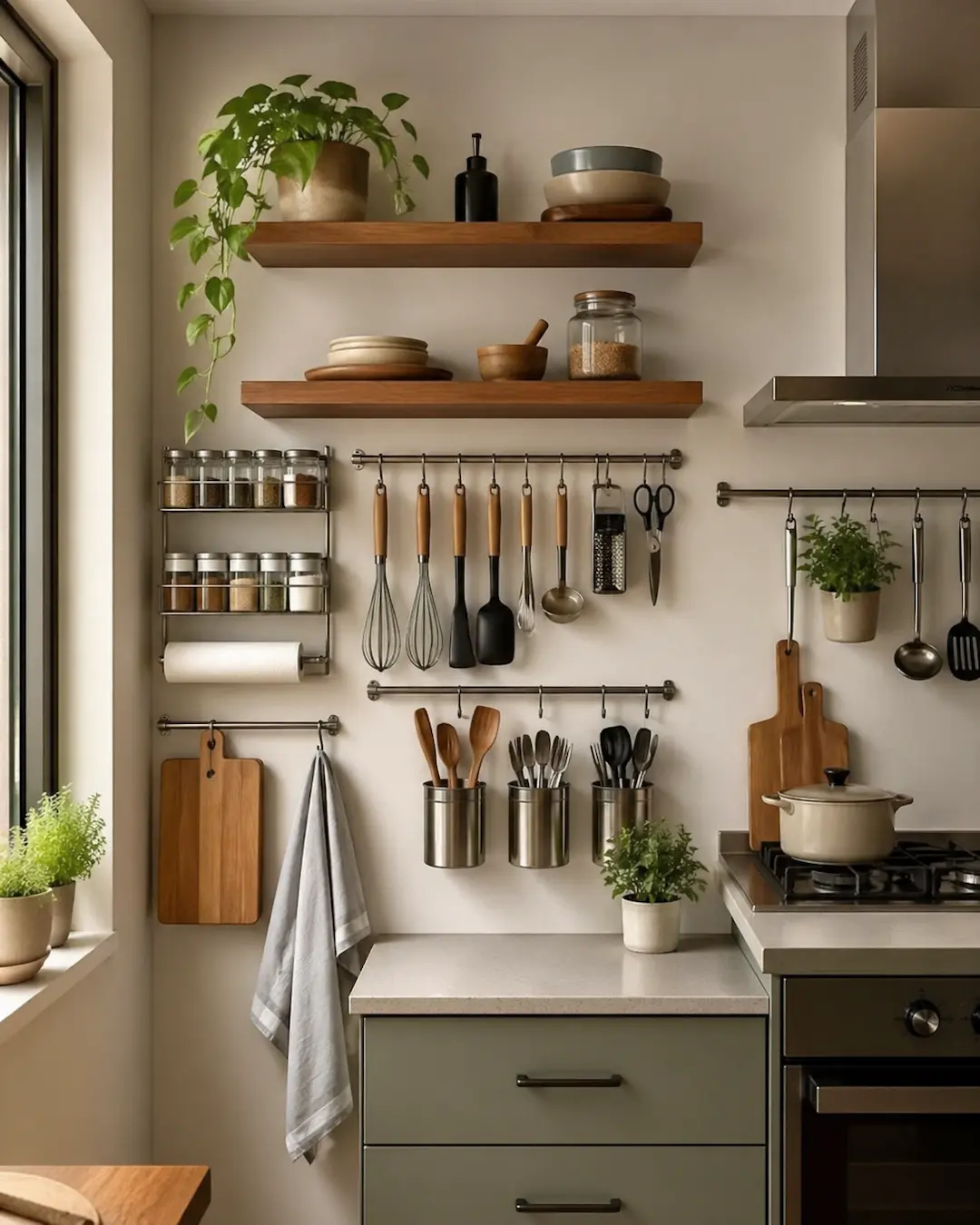 Espacio vertical bien aprovechado en la cocina