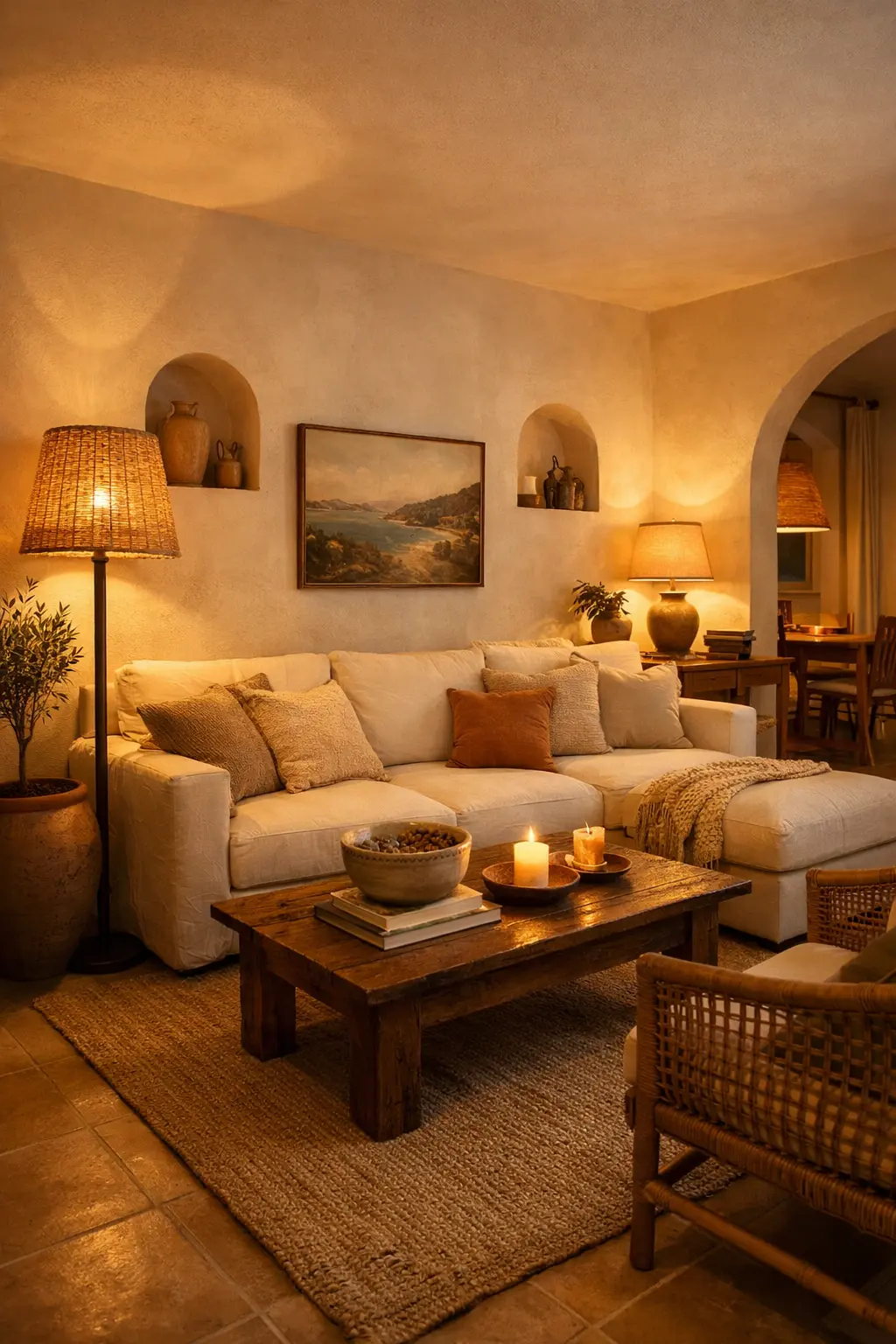 Iluminación para un salón estilo mediterráneo