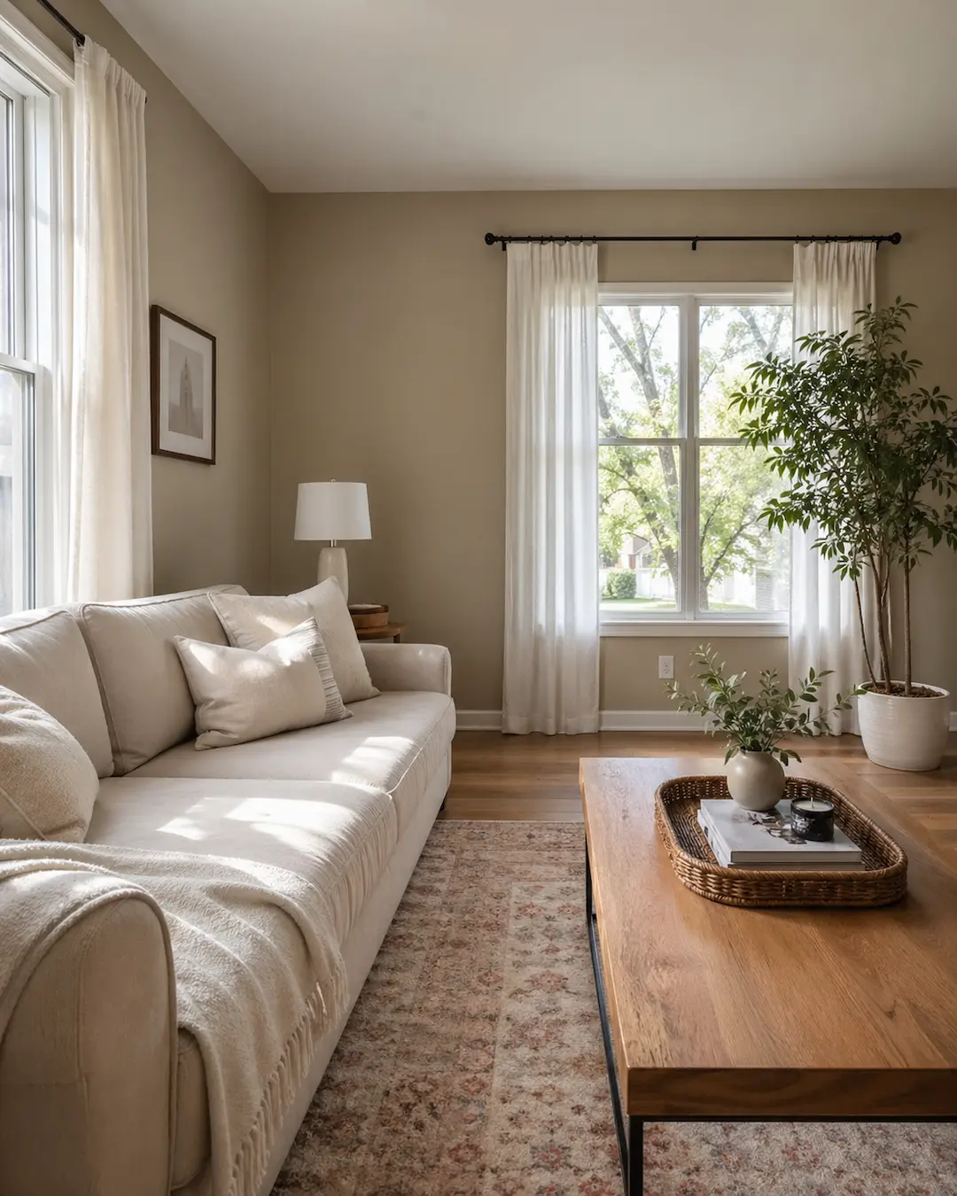 Sala luminosa con arena en paredes