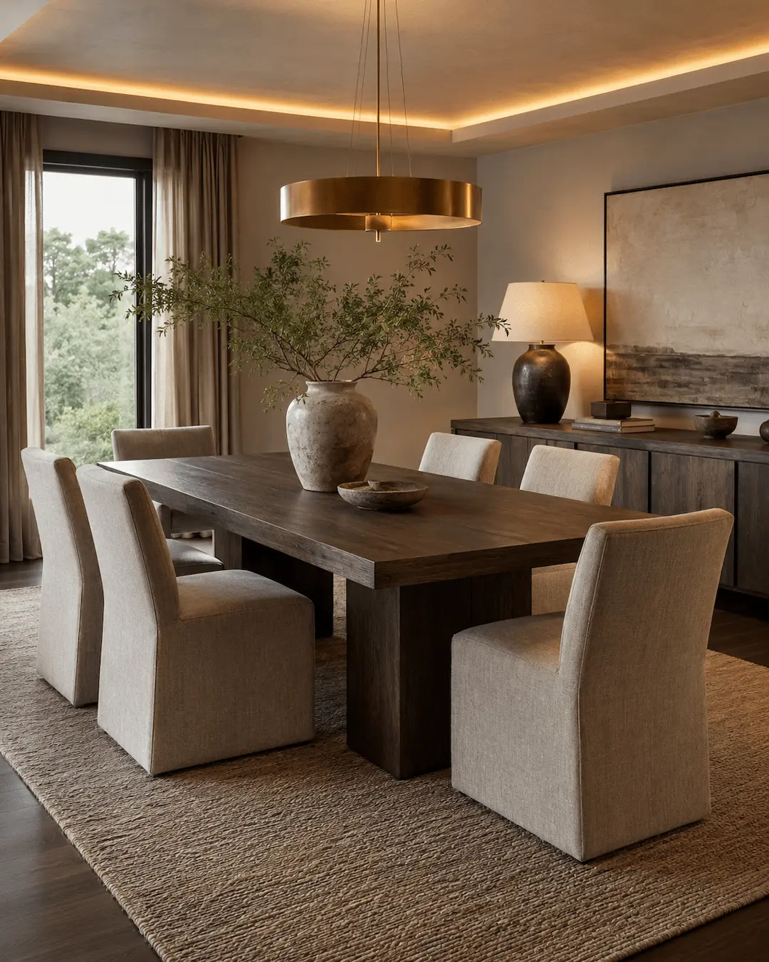 Muebles oscuros en coledor con suelo oscuro