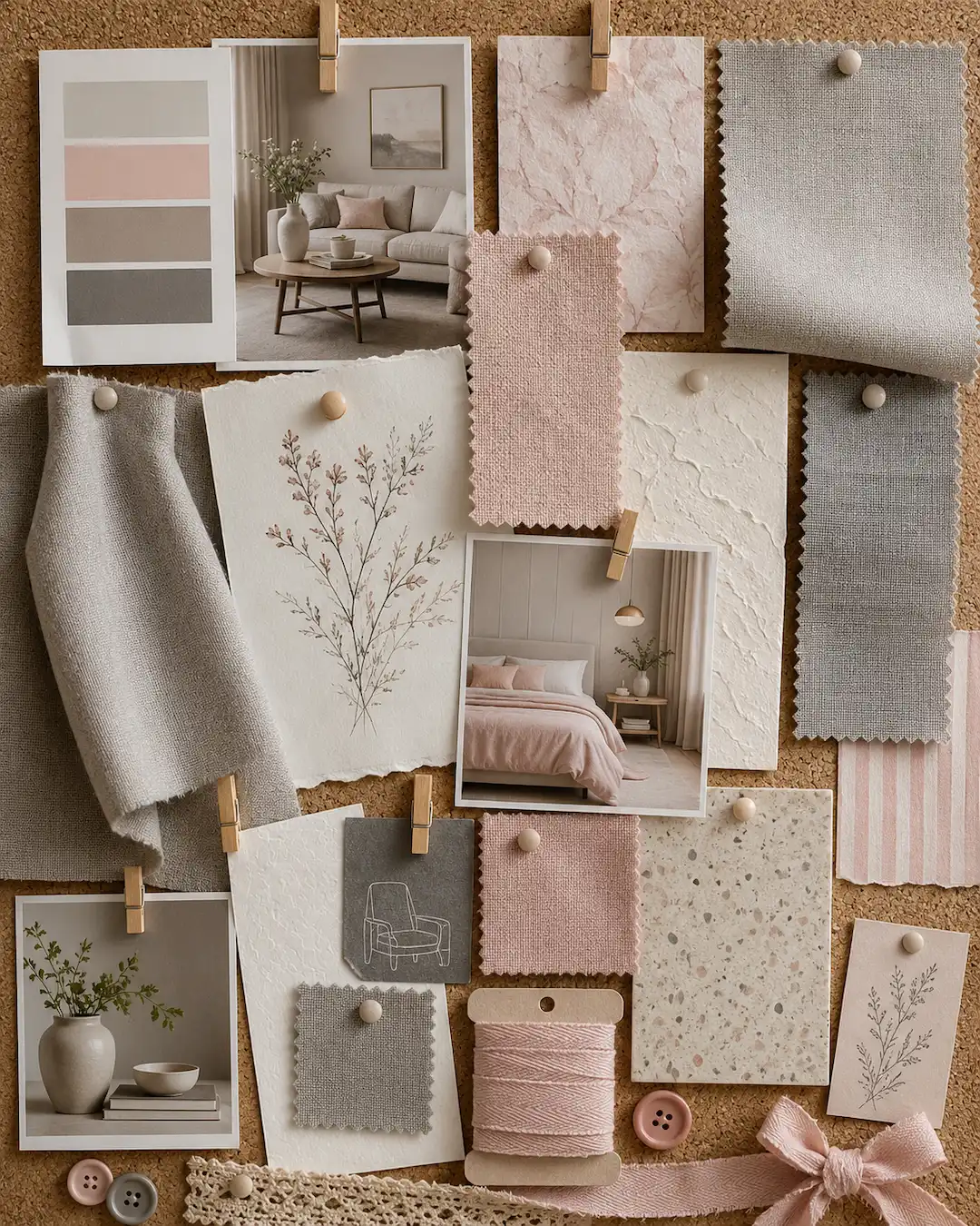 Combinación de rosa y gris en decoración de interiores