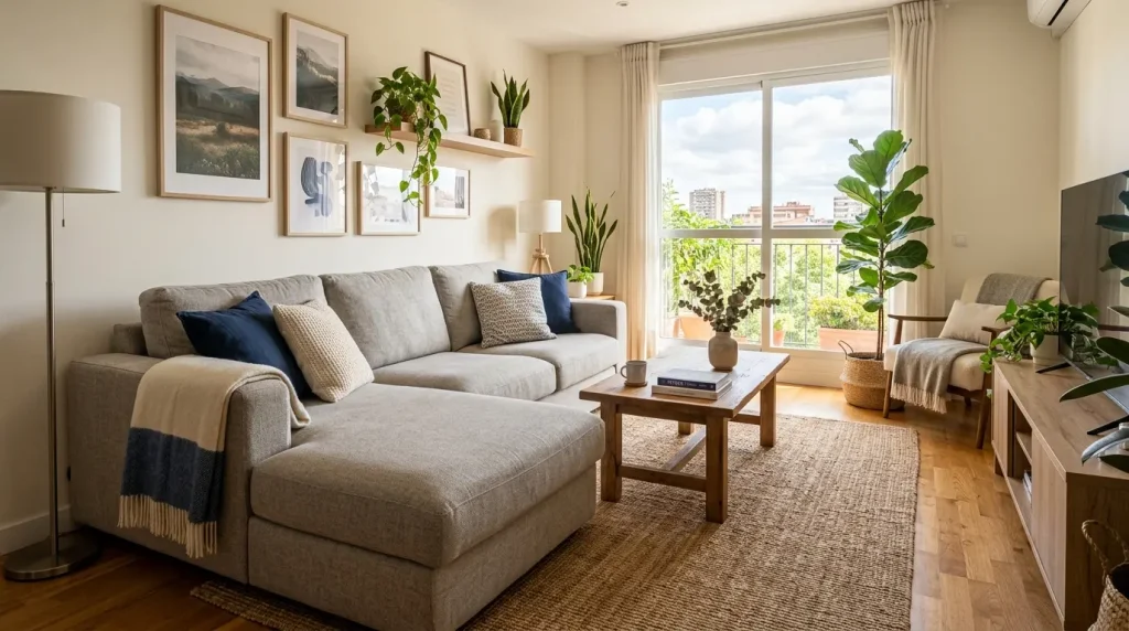 Salón pequeño con sofá Chaise Longue