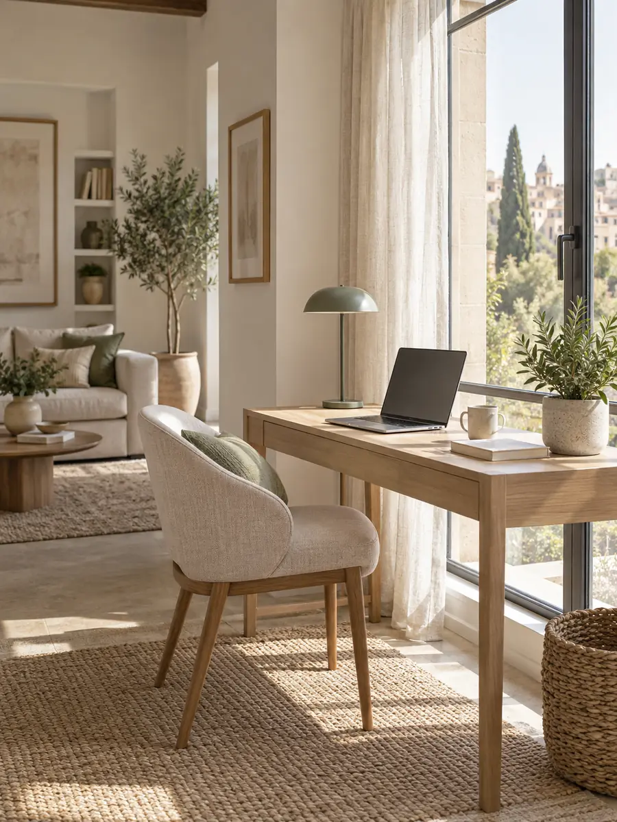 Zona de trabajo junto a una ventana en el salón
