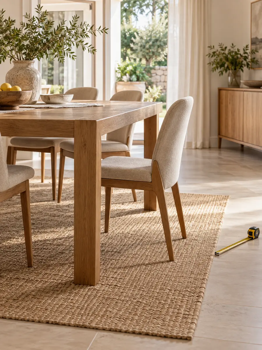 Comprobación del espacio entre la mesa y las sillas del comedor