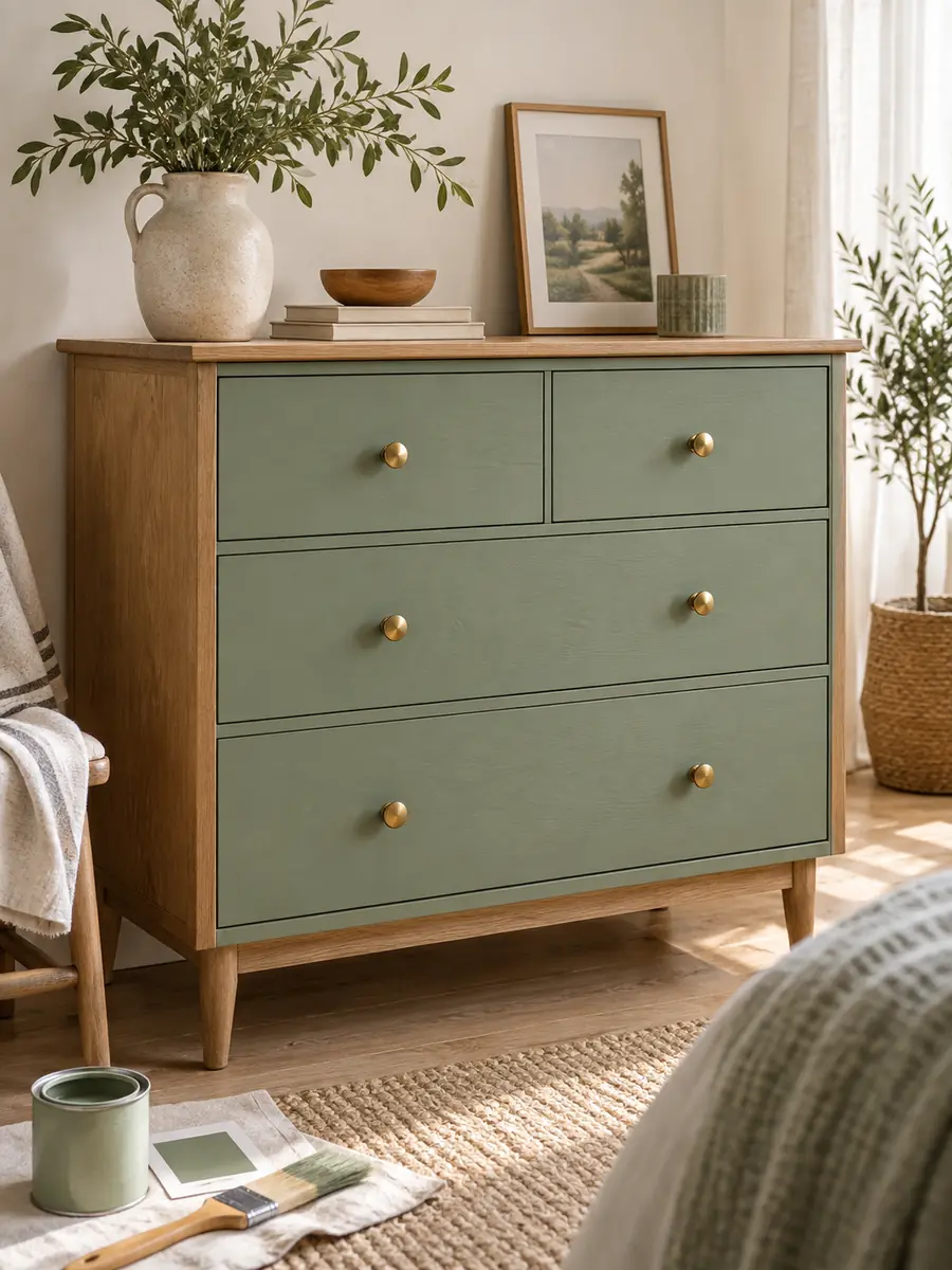 Cómoda de madera renovada con pintura y tiradores nuevos Cómoda de madera renovada con pintura y tiradores nuevos