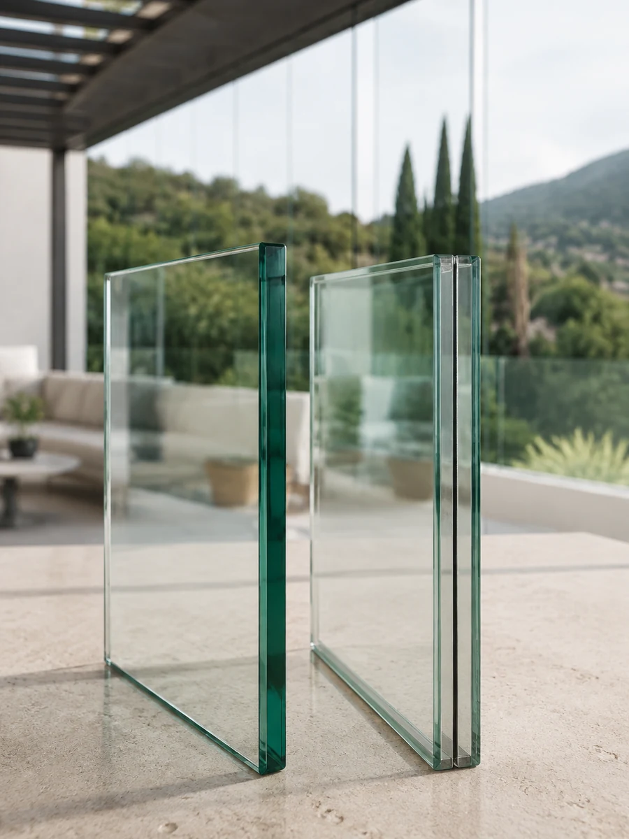 Muestras de vidrio de seguridad para un cerramiento de cristal