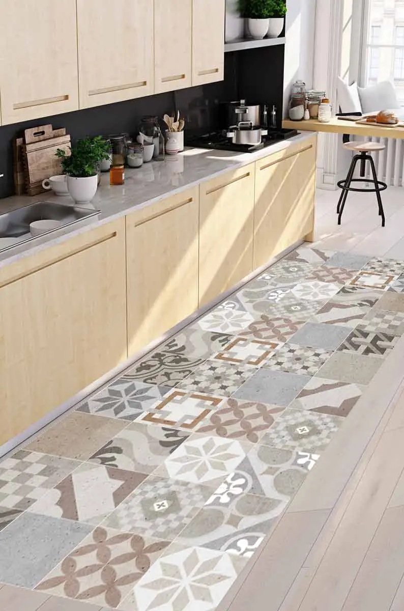 Alfombra de vinilo Azulejos vintage B de 50 x 140 cm