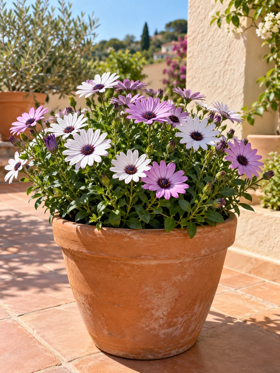 Osteospermum o margarita africana en flor al sol
