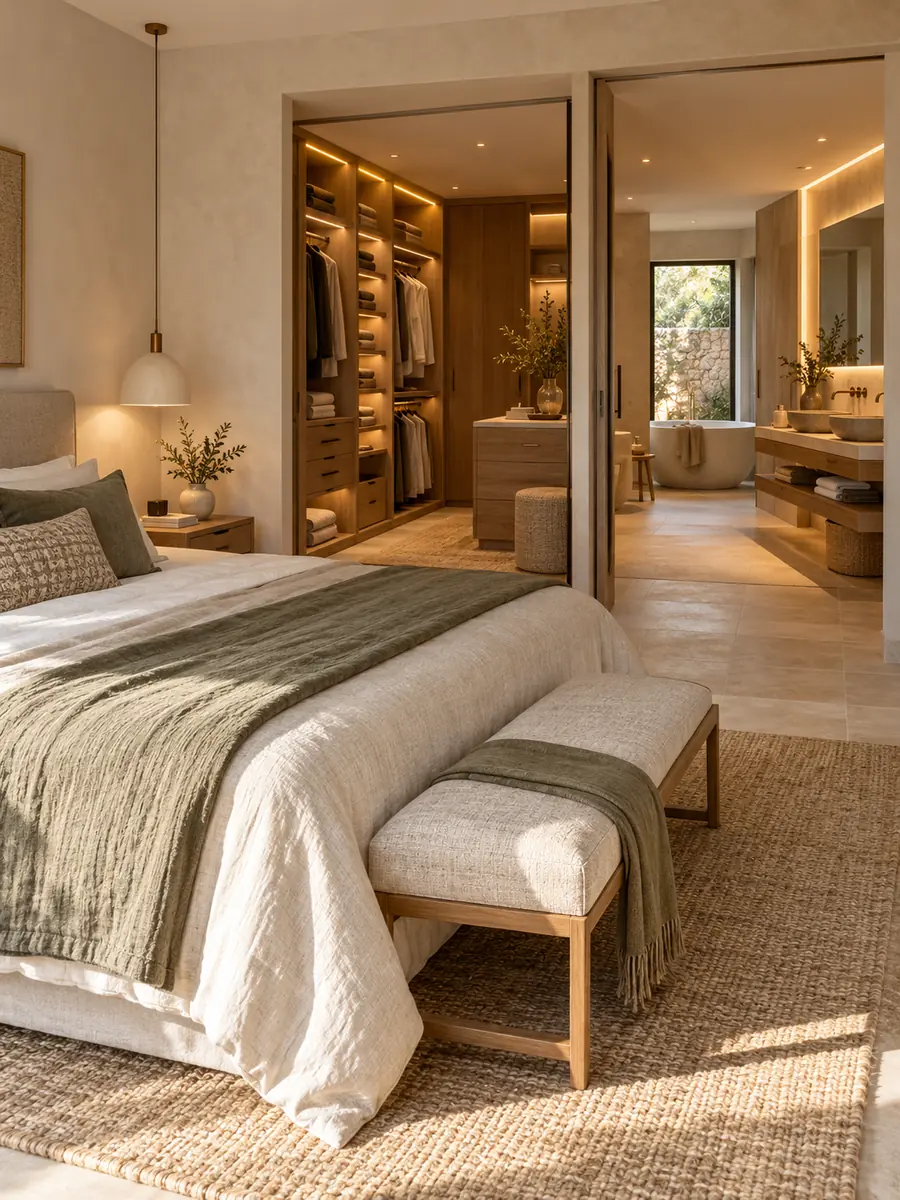 Suite con dormitorio, vestidor y baño conectados